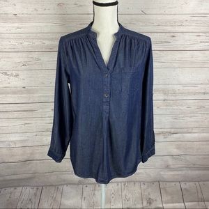 Market & Spruce blue chambray popover top